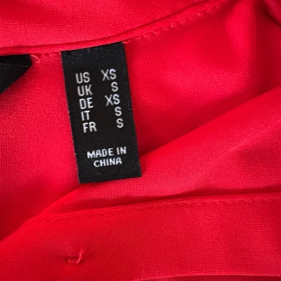 XS H By Halston Red Dolman Shirt Sleeve Button Front Blouse - Picture 8 of 13